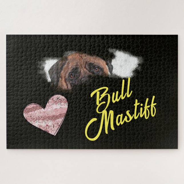 Puzzle Taureau Mastiff yeux couleur solide 1000 pièce (Horizontal)