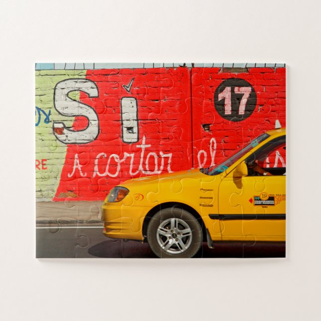 Puzzle Taxi jaune & graffiti, Equateur (Horizontal)