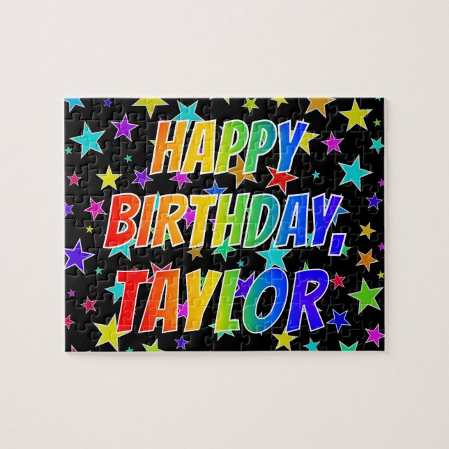 Puzzle "TAYLOR" Prénom, Amusant "HEUREUX ANNIVERSAIRE" (Horizontal)