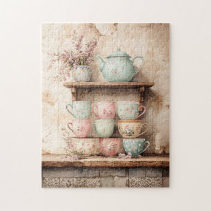 Puzzle Tea-up et Tea-Pot Set rustique