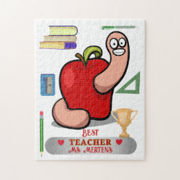 Puzzle Teacher Appréciation Worm in Apple Ajouter un nom