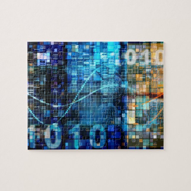 Puzzle Technologie de code binaire d'arrière - plan (Horizontal)