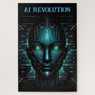 Puzzle Technologie de l'IA logiciel robotique vert modern