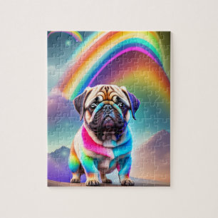 Puzzle Tecktonik Pug Caractère Avec Arc-en-ciel