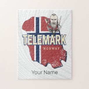 Puzzle Telemark Norvège Province Carte Souvenir Vintage