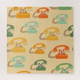 Puzzle Téléphones rétro, motif sans couture colorée.