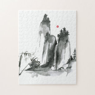 Puzzle Temple du bouddhisme zen dans les montagnes