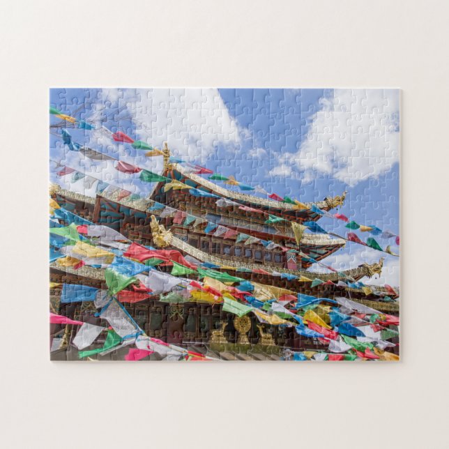 Puzzle Temple tibétain avec drapeaux de prière - Yunnan,  (Horizontal)