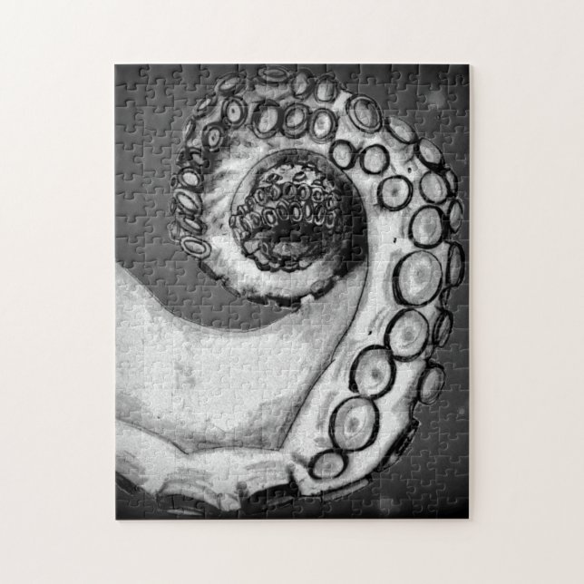 Puzzle Tentacle et bulles noir et blanc (Vertical)