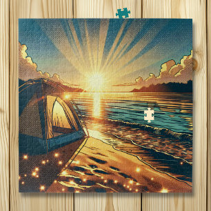 Puzzle Tente sur une plage Camping à thème Anniversaire