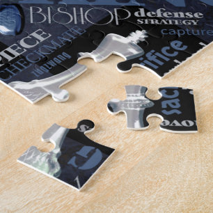 Puzzle Termes et pièces d'échecs Argent et bleu ID784
