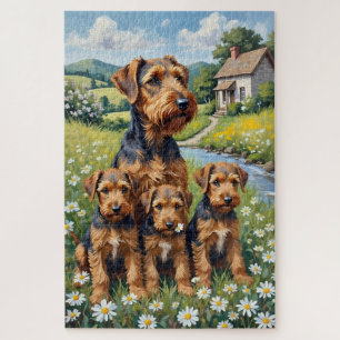 Puzzle Terrier Airedale Daisy Meadow Art
