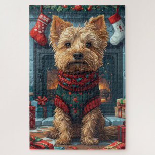 Puzzle Terrier Australien avec des cadeaux de Noël Chemin