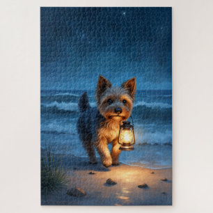 Puzzle Térrier Cairn Lanterne Plage Nuit