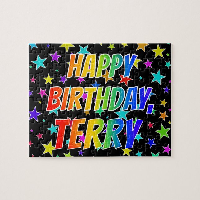 Puzzle "TERRY" Prénom, Amusant "HEUREUX ANNIVERSAIRE" (Horizontal)