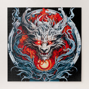 Puzzle Tête de dragon mythique de la flamme rouge