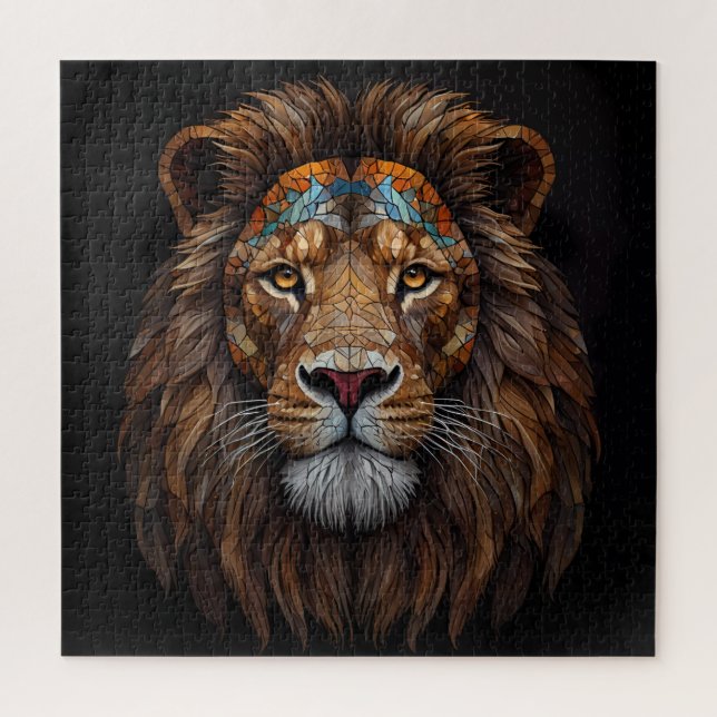 Puzzle Tête de lion en mosaïque majestueuse (Vertical)