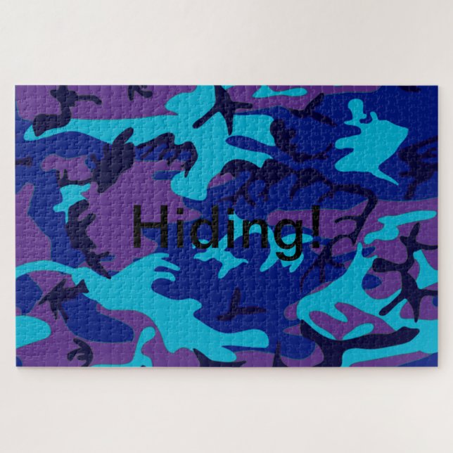 Puzzle Texte Caché Camouflage Bleu Foncé Violet (Horizontal)