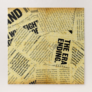 Puzzle Texte du journal de presse avec vieux papier