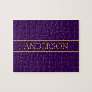 Puzzle Texte personnalisable élégant   Or et violet foncé