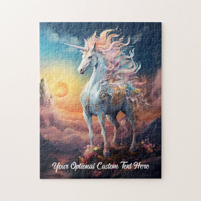 Puzzle Texte personnalisé belle licorne (Vertical)