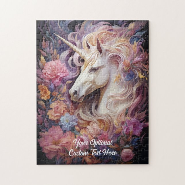 Puzzle Texte personnalisé belle licorne (Vertical)
