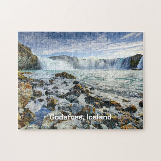 Puzzle Texte Personnalisé Cascades de Godafoss, Islande (Horizontal)