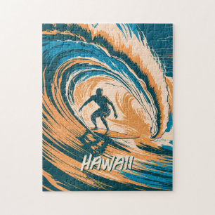 Puzzle Texte Personnalisé Hawaii Surf Vague Vintage Rétro