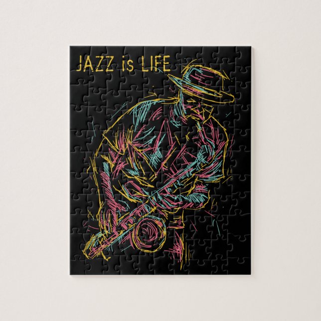 Puzzle Texte personnalisé Jazz Player coloré (Vertical)