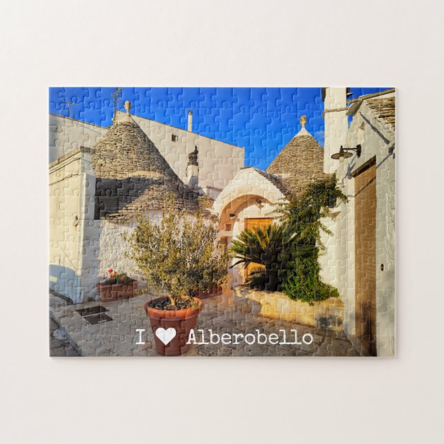 Puzzle Texte personnalisé, jolie ville d'Alberobello, Pou (Horizontal)