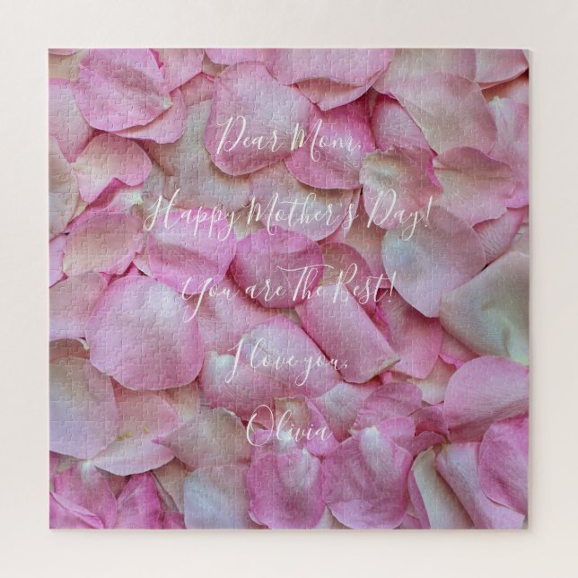 Puzzle Texte Personnalisé Joyeuse Fête des Mères Rose Ros (Vertical)