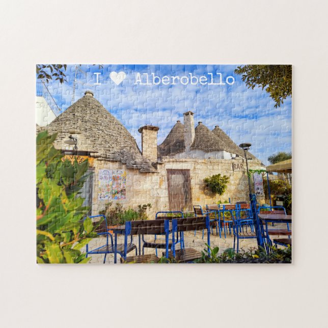 Puzzle Texte personnalisé, maisons trulli, Alberobello, P (Horizontal)