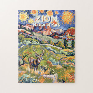 Puzzle Texte personnalisé paysage coloré animal cerf Zion