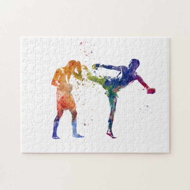 Puzzle Thai muay en aquarelle (Horizontal)