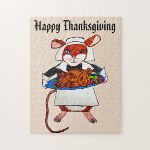 PUZZLE THANKSGIVING MOUSE PILGRIM