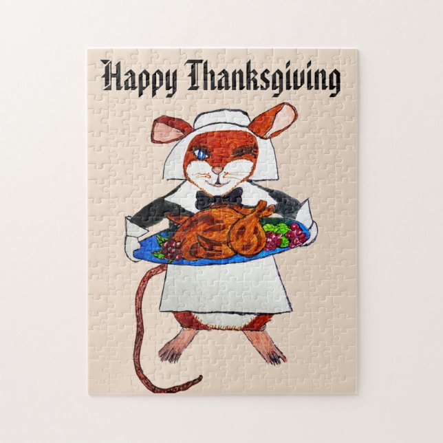PUZZLE THANKSGIVING MOUSE PILGRIM (Vertical)