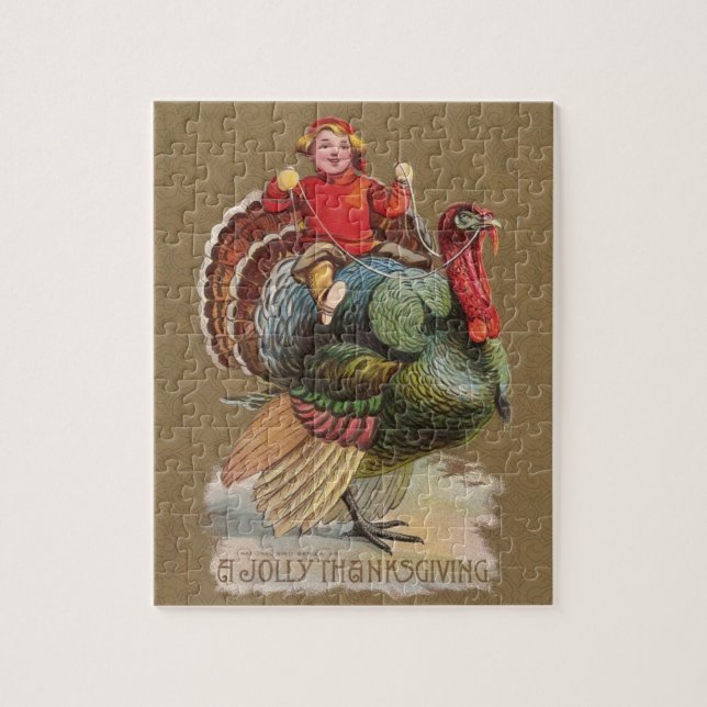 Puzzle Thanksgiving Turquie Drôle salutations Vintages (Vertical)