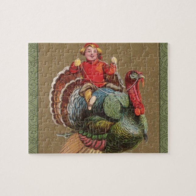 Puzzle Thanksgiving Turquie Drôle salutations Vintages (Horizontal)