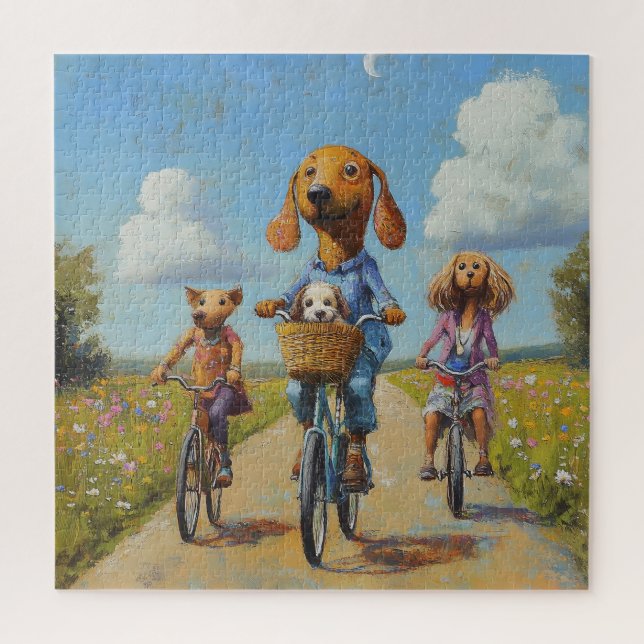 Puzzle The Cute Friends are out Cycling (Vertical)