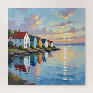 Puzzle Thème côtier Maisons de plage sur la baie