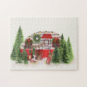 Puzzle Thème extérieur du camping de Noël Trailer