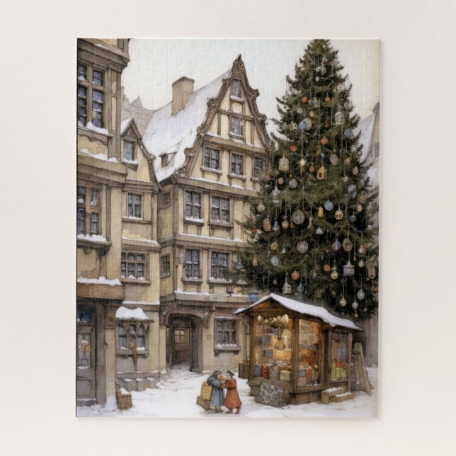 Puzzle Thème Ville de Noël Neige d'hiver | (Vertical)