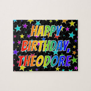 Puzzle "THEODORE" Prénom, Amusant "HEUREUX ANNIVERSAIRE"