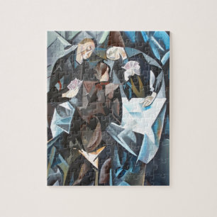 Puzzle Three Men Playing Cards Geometric Art After Rockl