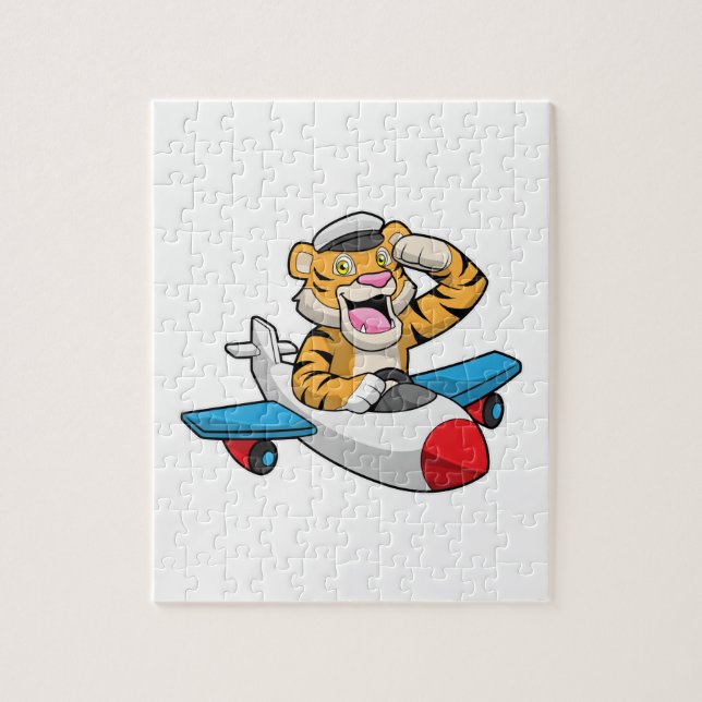 Puzzle Tiger comme pilote dans l'avion (Vertical)
