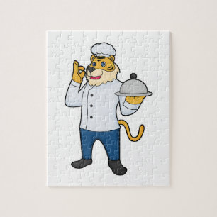 Puzzle Tiger Cook Chef hat Platter