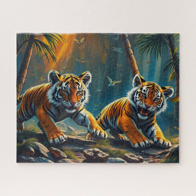 Puzzle Tiger Cubs dans la jungle magique (Horizontal)