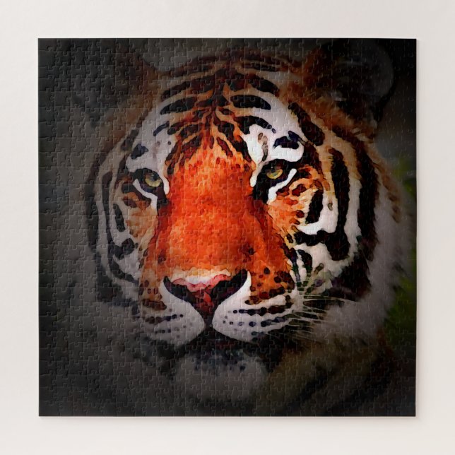 Puzzle Tiger Face Motivational Artwork (Vertical)