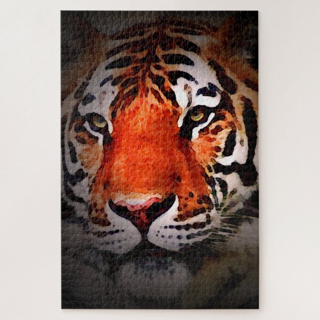 Puzzle Tiger Face Motivational Artwork (Vertical)