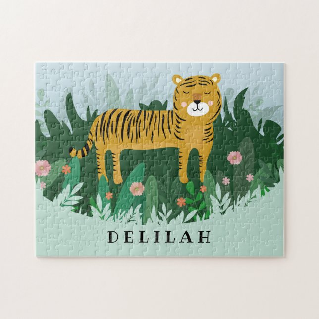 Puzzle Tiger Jungle Wild Design Jigsaw Cute (Horizontal)